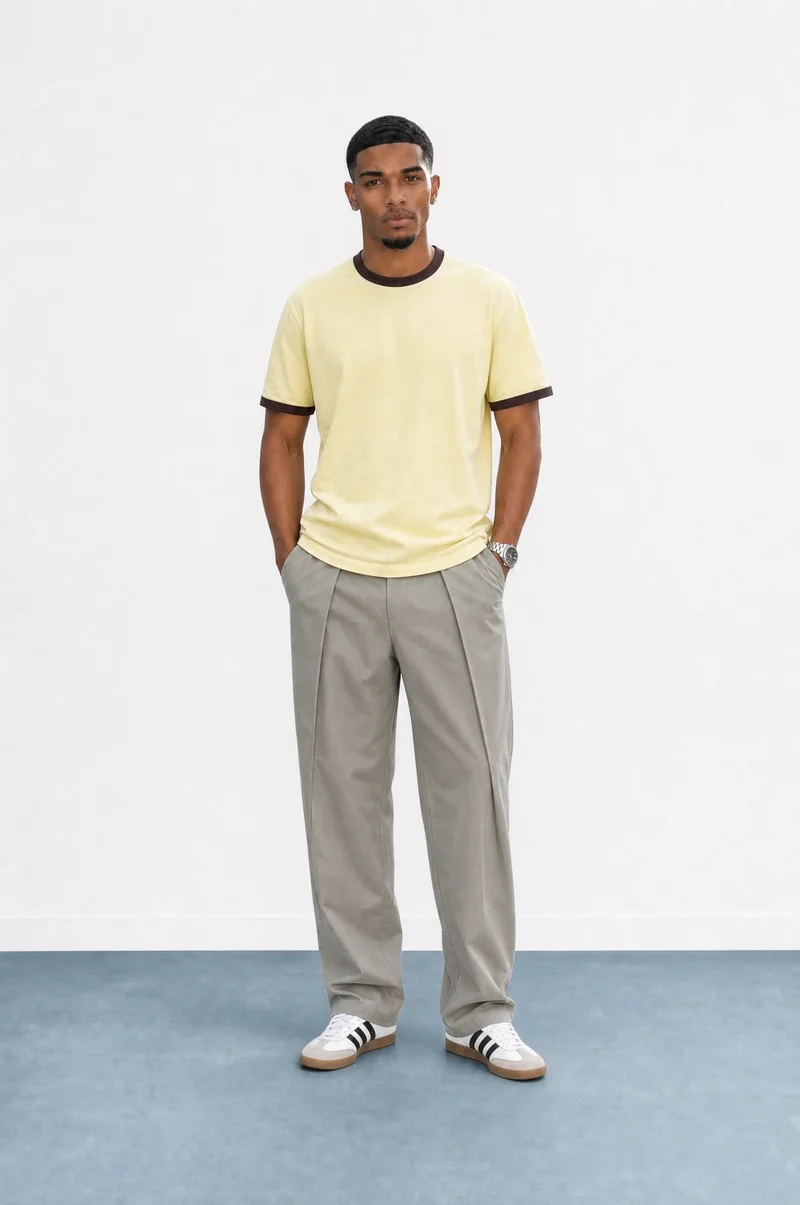 Men's Deep Pleated Fabric Buggy Trousers Gray