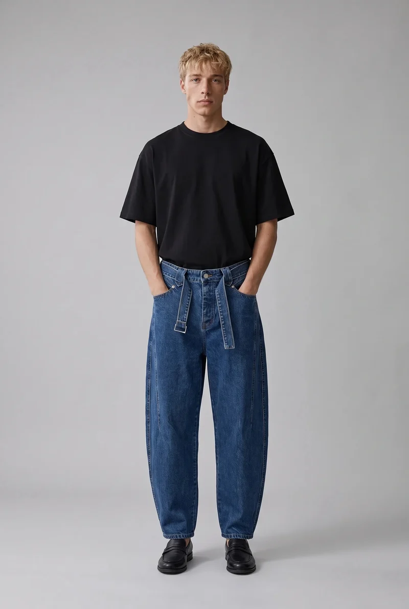 Men's Barrel Fit Jeans Dark Blue
