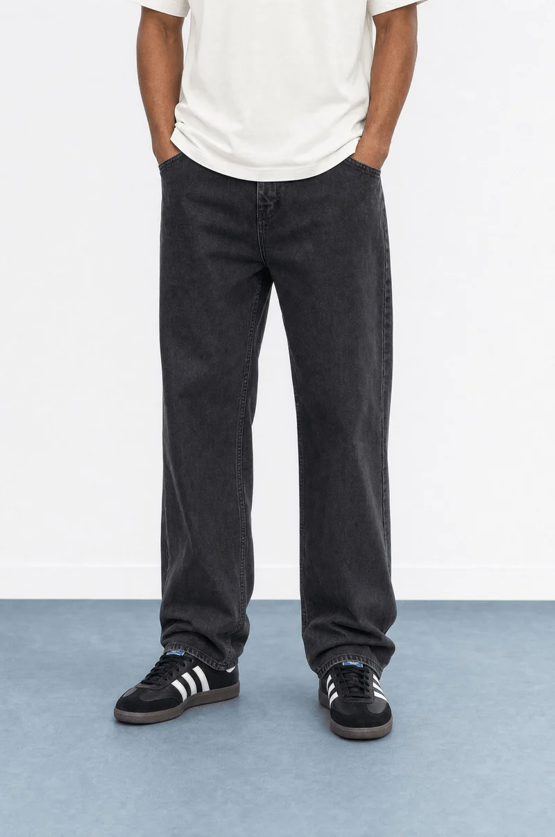 Men's Washed Baggy Pants Black