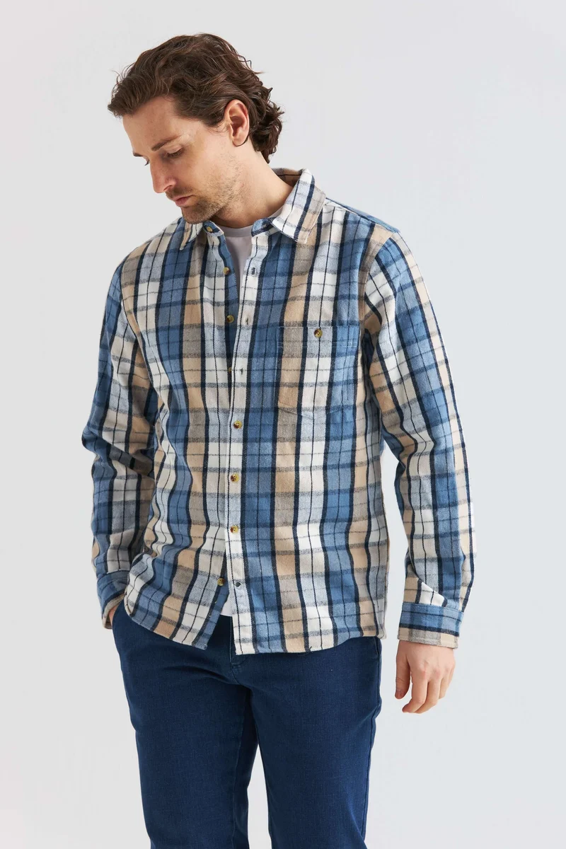 Ljusblå Heavy Flanell Overshirt