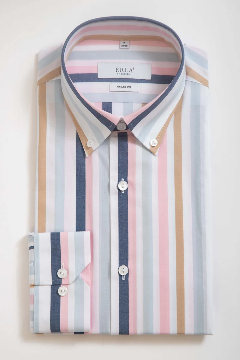 Flerfärgad Randig Button Down-skjorta