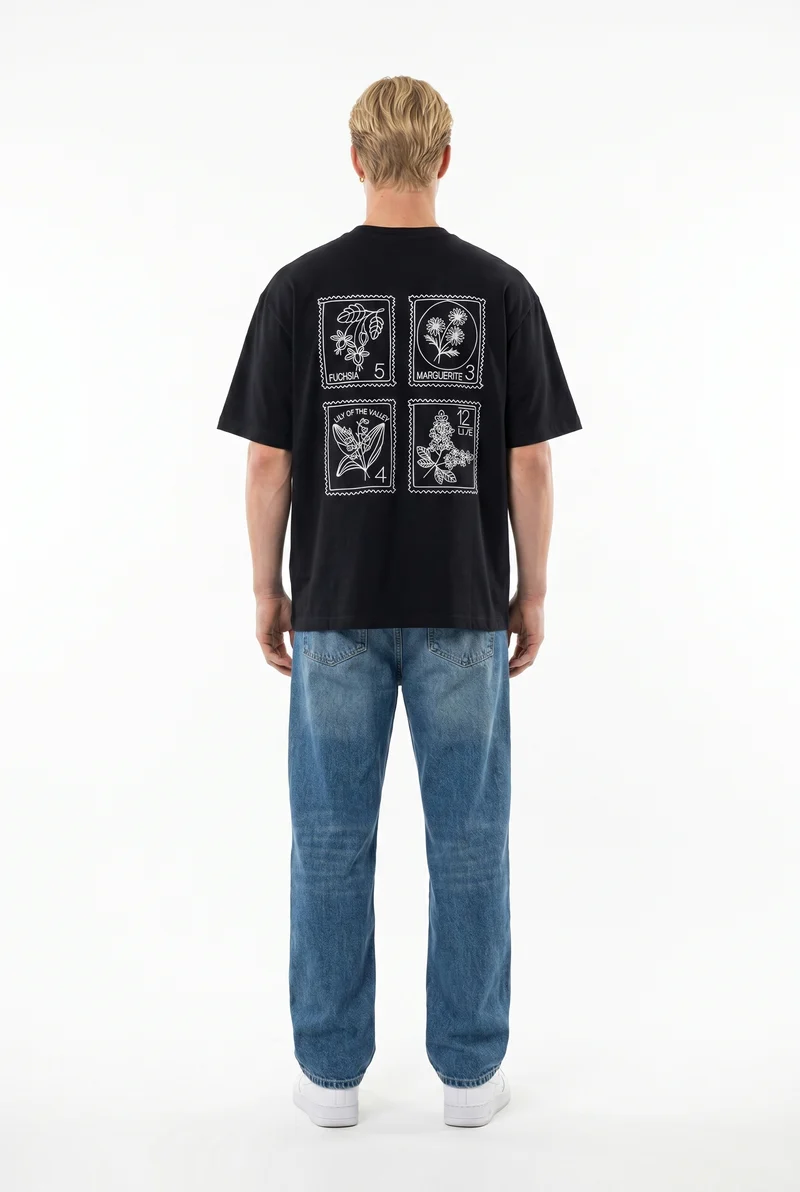 Men's Embroidered Oversize T-Shirt Black