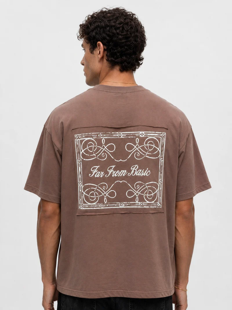 Men's FFB Embroidered Oversize T-Shirt Brown