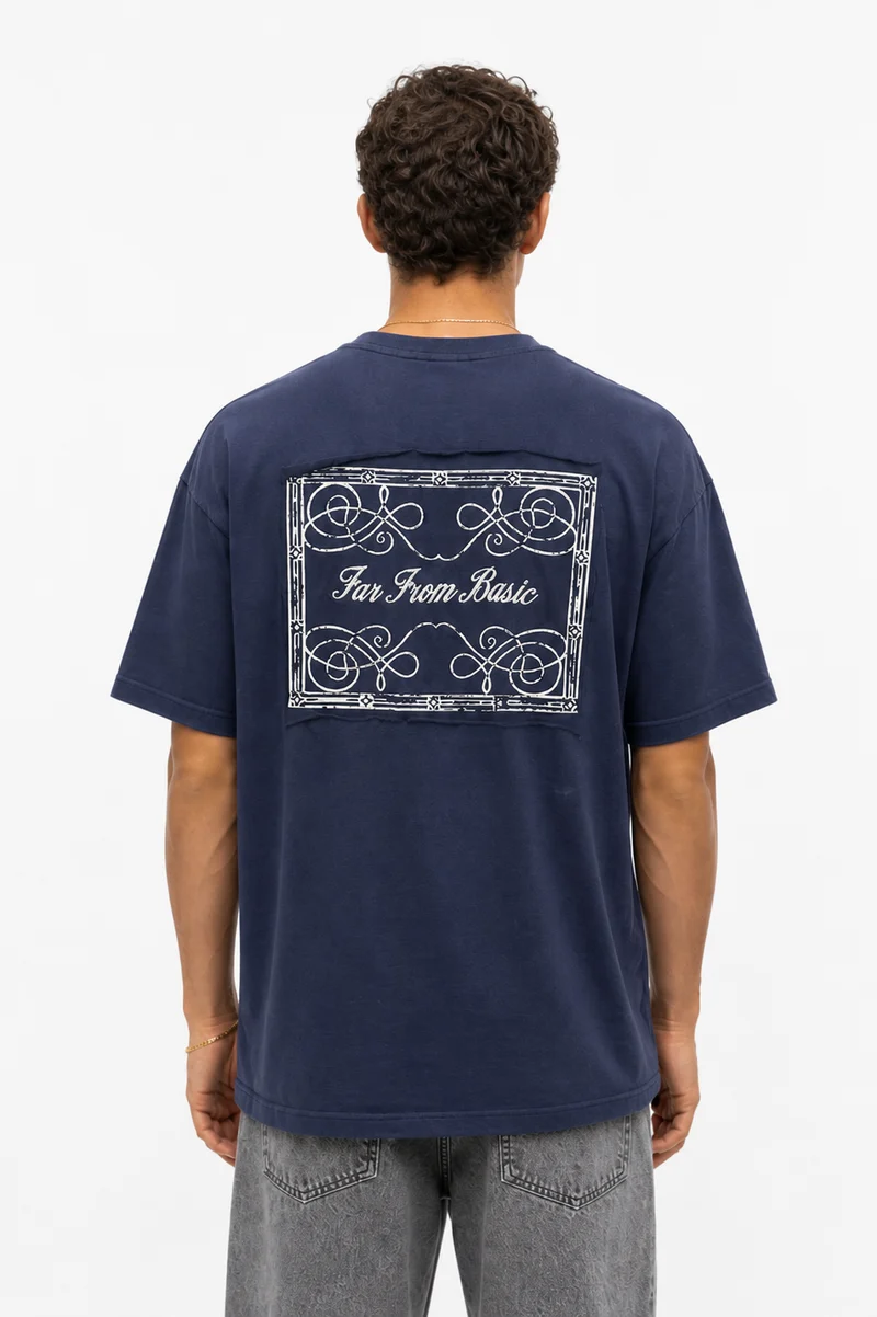 Men's FFB Embroidered Oversize T-Shirt Navy Blue