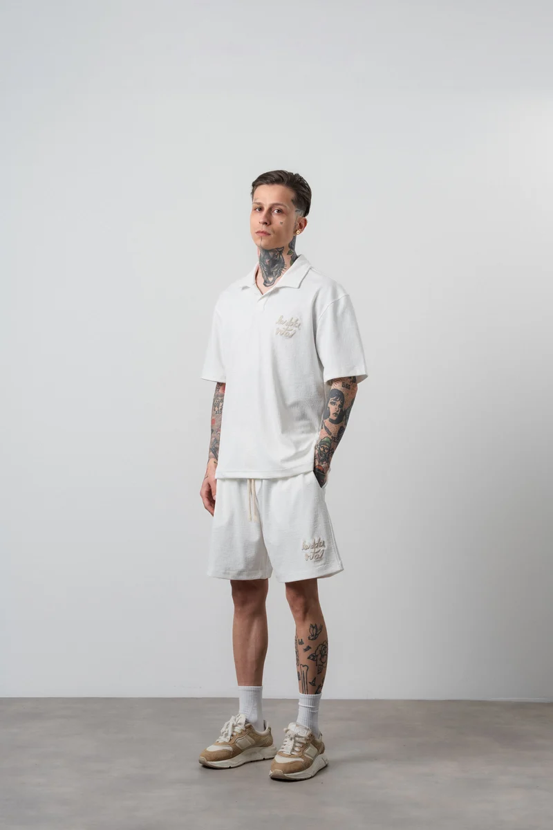 Men's La Dolce Vita Printed Regular Fit T-Shirt and Shorts Set Ecru