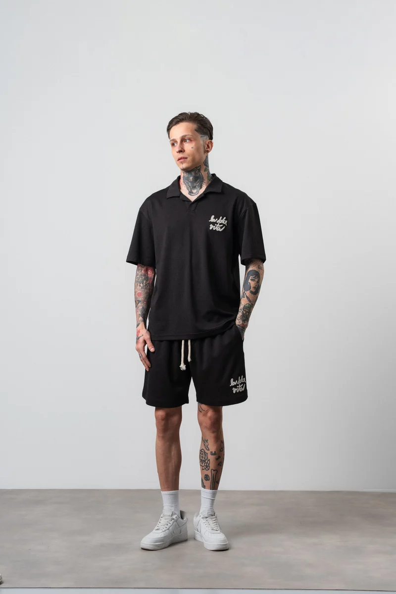 Men's La Dolce Vita Printed Regular Fit T-Shirt and Shorts Set Black