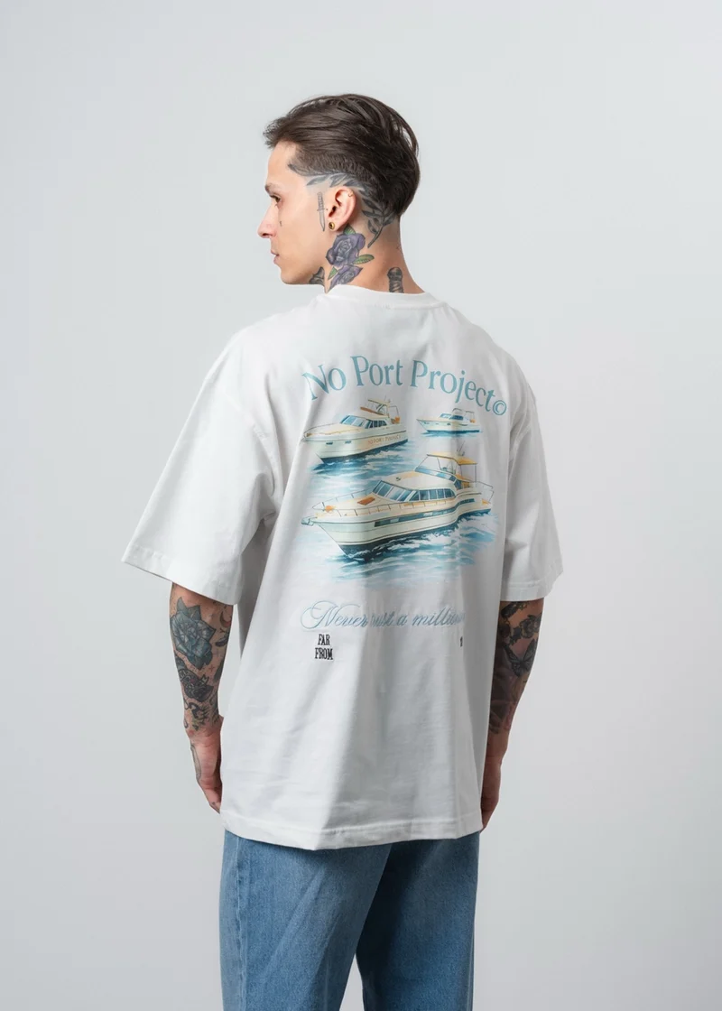 Men's No Port Printed Oversize T-Shirt White