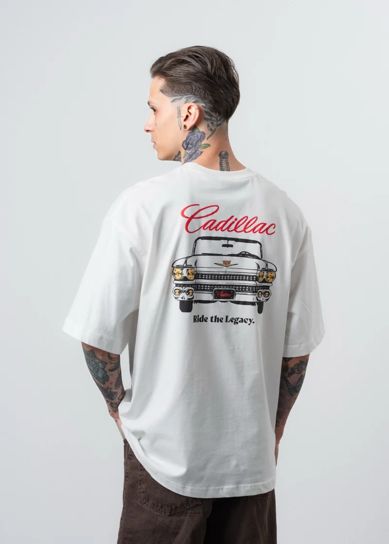 Men's Cadillac Printed Oversize T-Shirt White