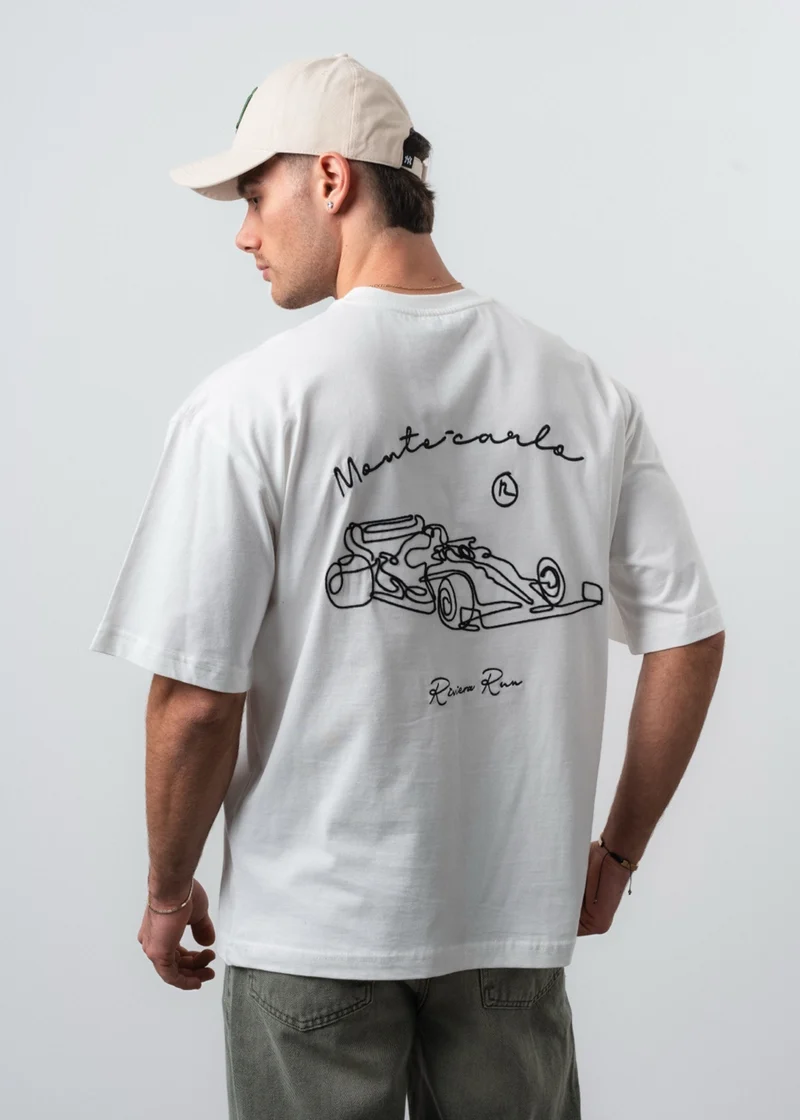 Men's Riviera Embroidered Oversize T-Shirt White