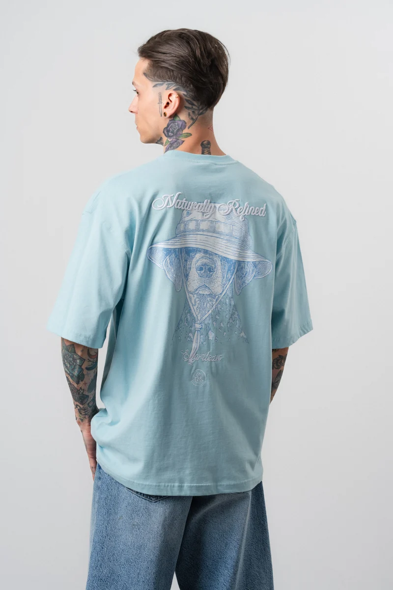 Men's Refined Printed Oversize T-Shirt Baby Blue