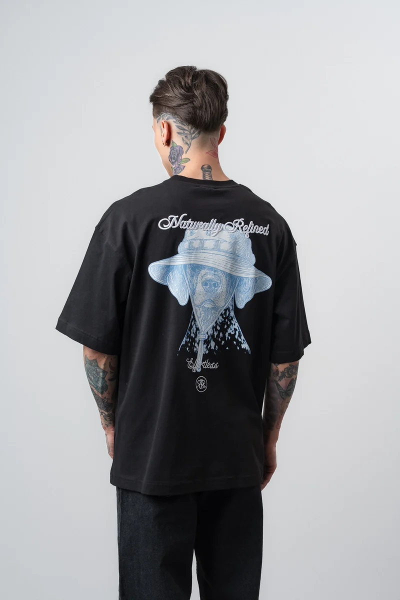 Men's Refined Printed Oversize T-Shirt Black