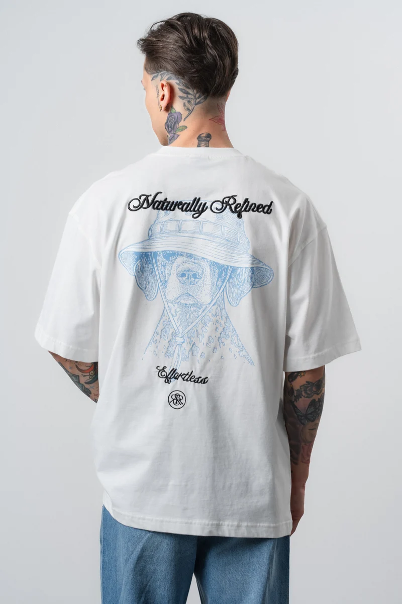 Men's Refined Printed Oversize T-Shirt Ecru