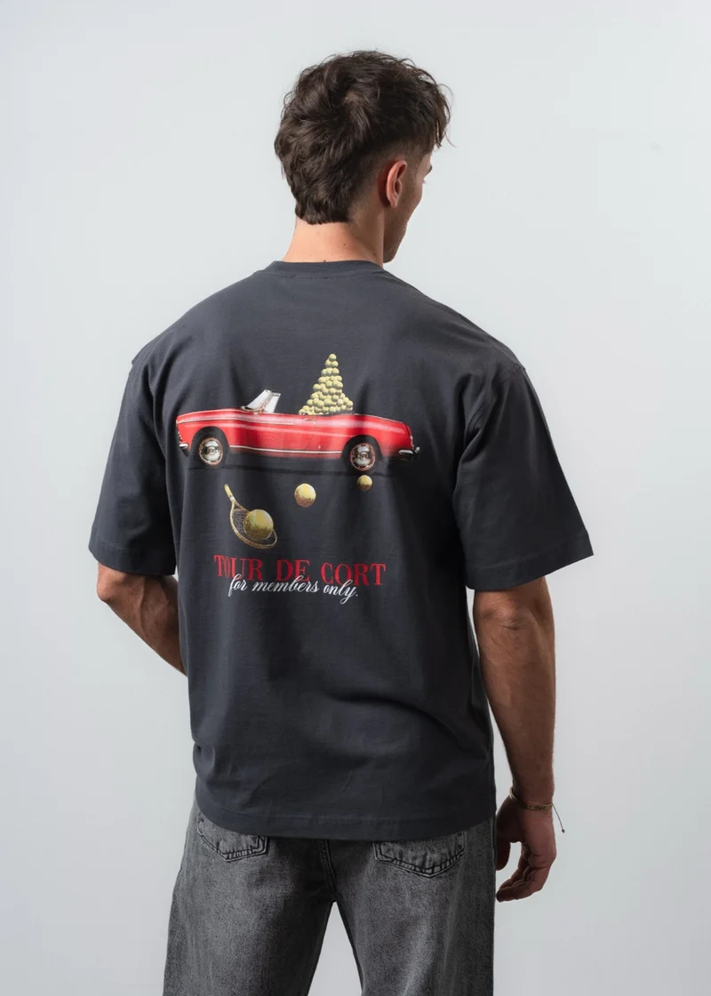 Men's Cort Printed Oversize T-Shirt Smoky Charcoal