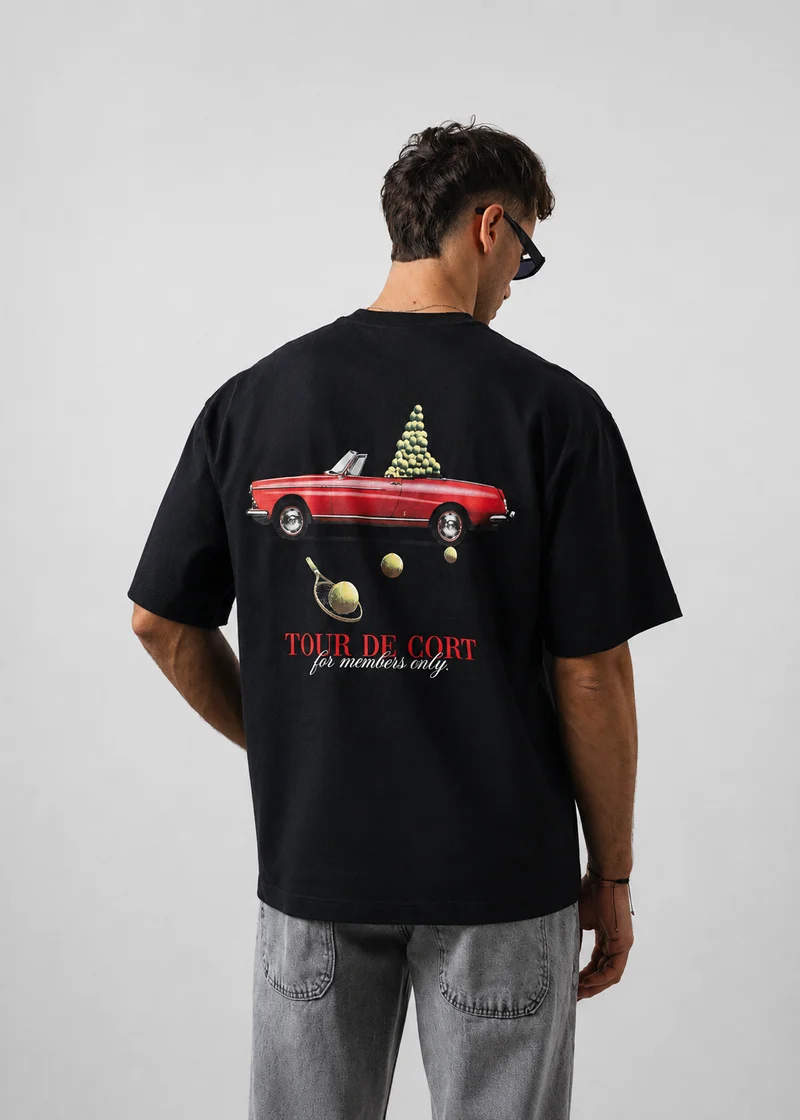 Men's Cort Printed Oversize T-Shirt Black
