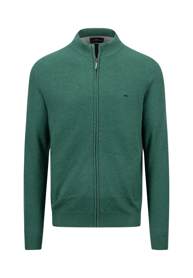 Zip Cardigan superfine stucture / Dark Emerald