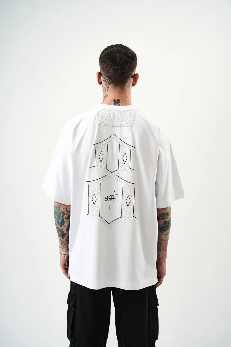 Eight Printed Oversize T-Shirt White