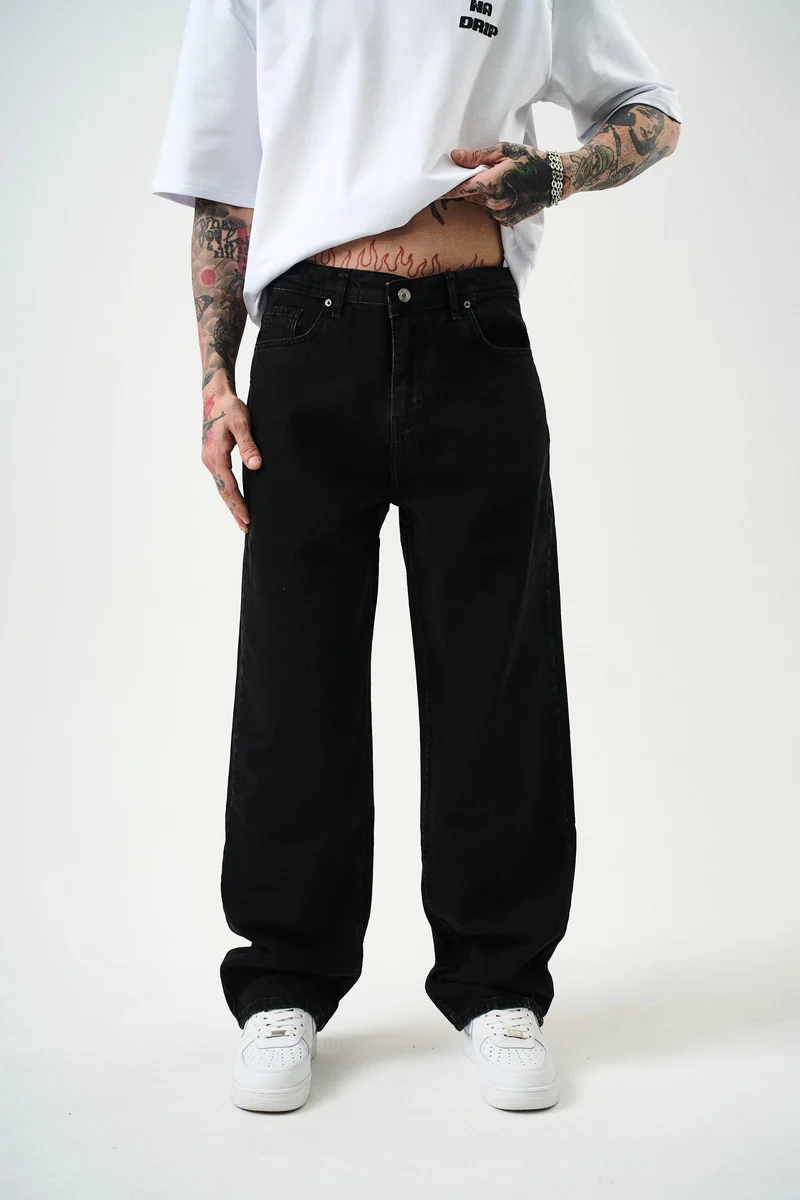 Washed Baggy Pants Black