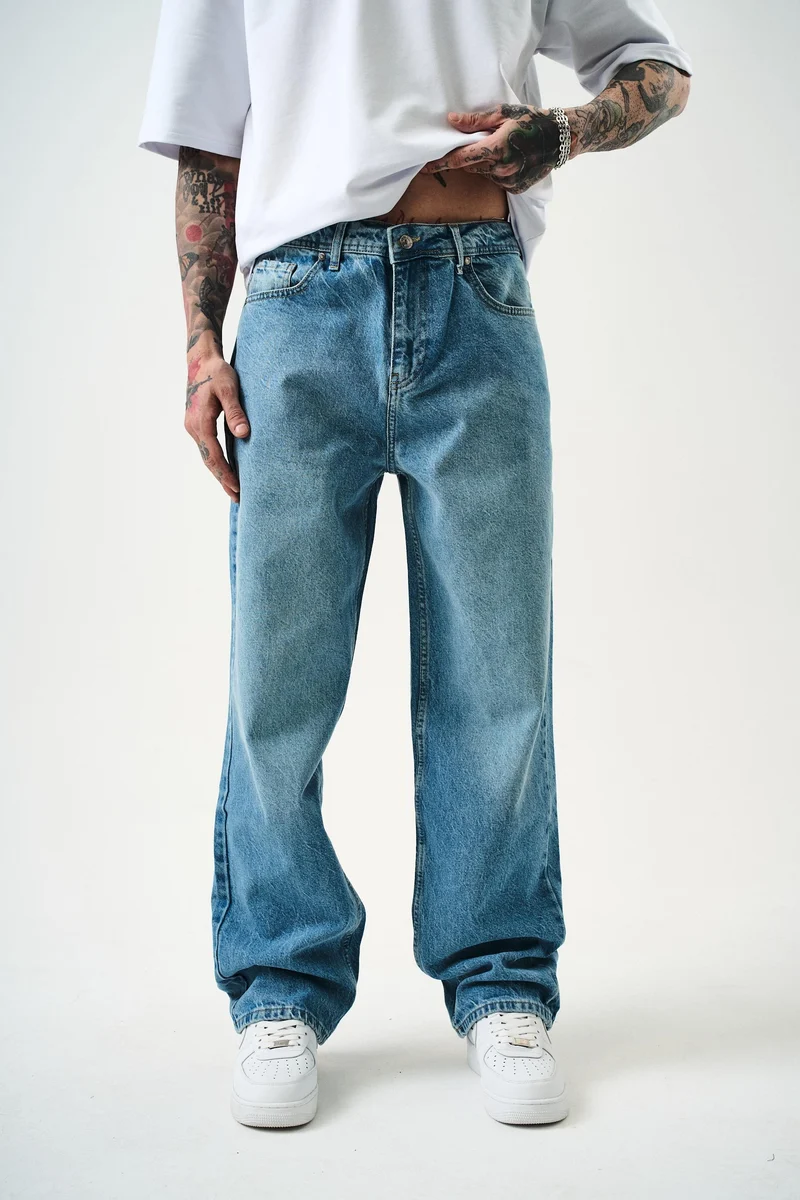 Washed Baggy Pants Light Blue