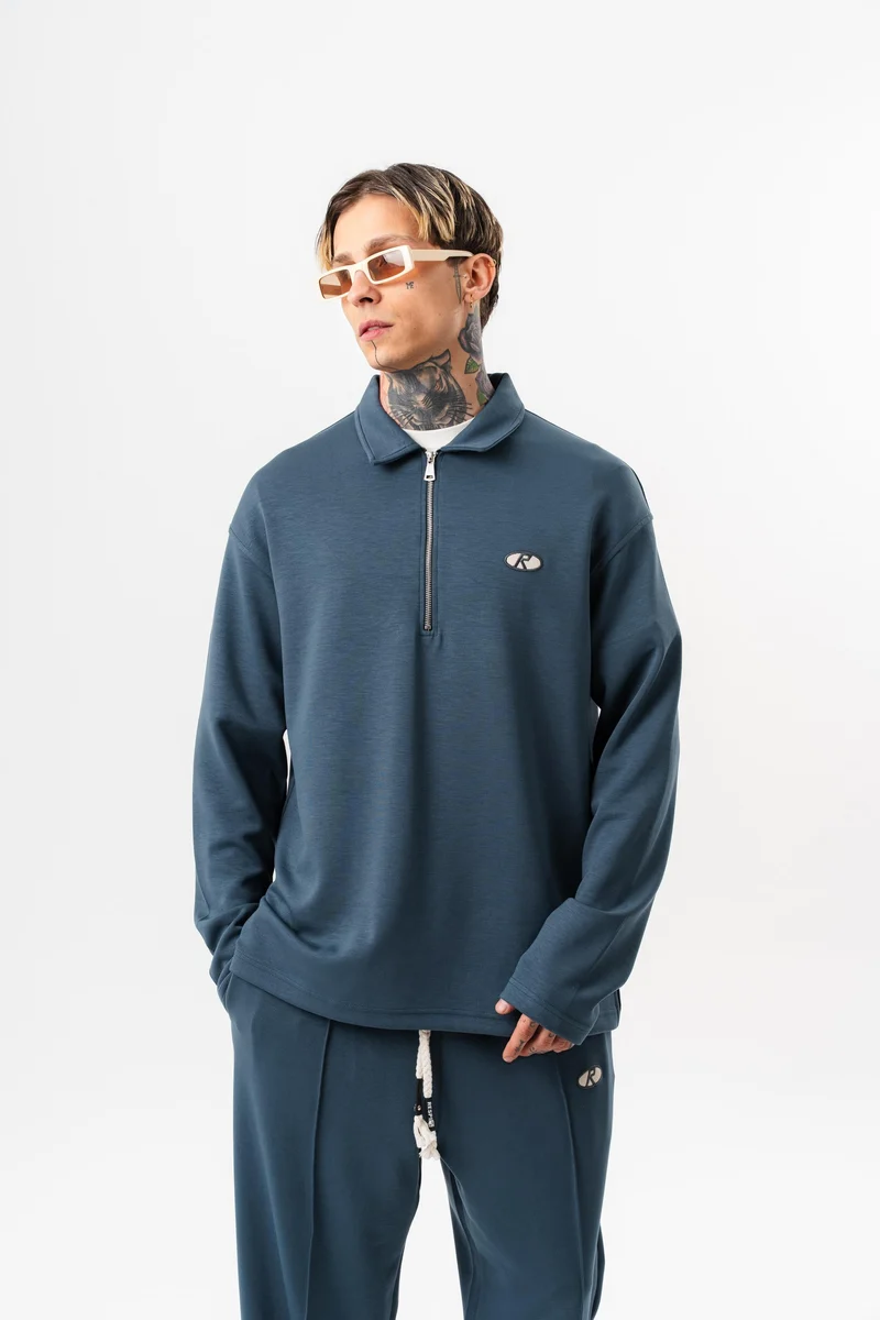 Half Zip Modal Sweatshirt Petrol
