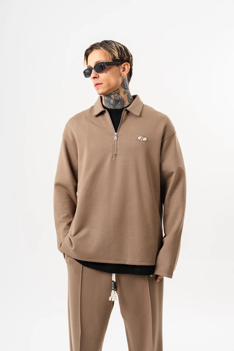 Half Zip Modal Sweatshirt Mink