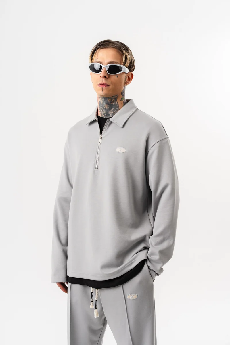 Half Zip Modal Sweatshirt Grey