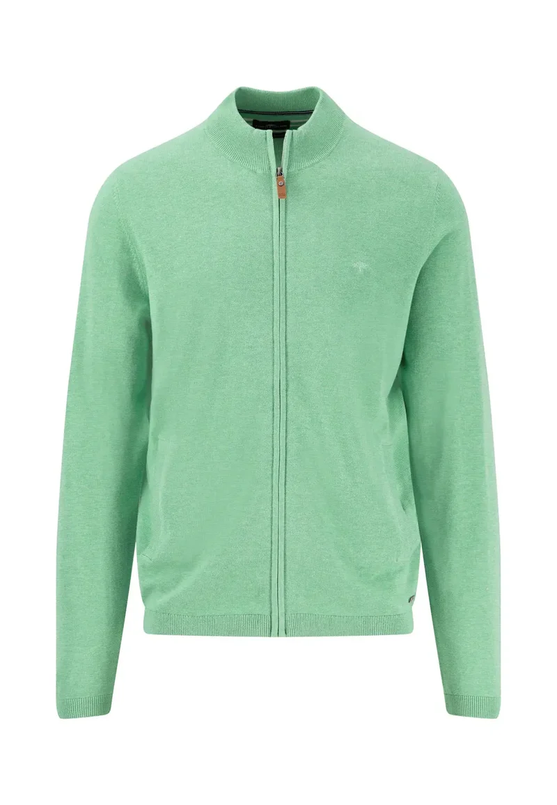 Zip Cardigan turf green air cotton