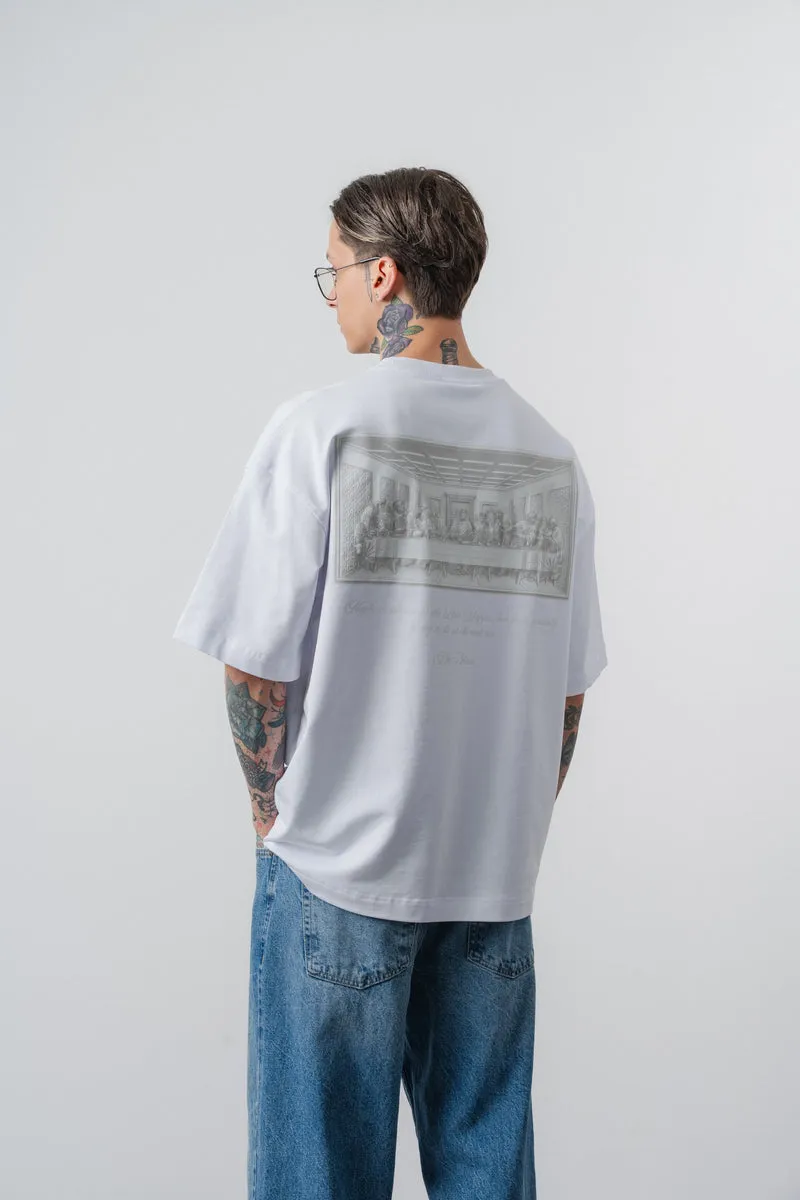 Men's Da Vinci Print Oversize T-Shirt White