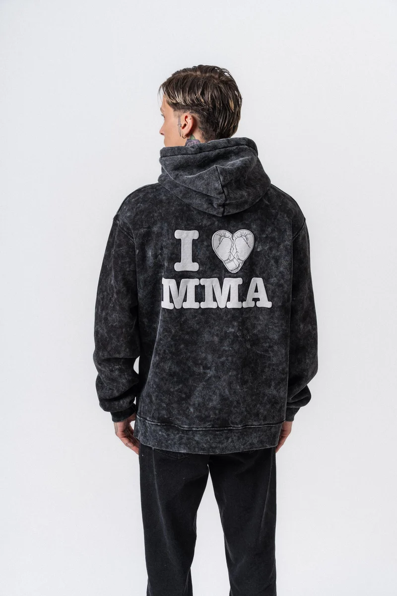 MMA Printed Hooded Oversized Hoodie Black