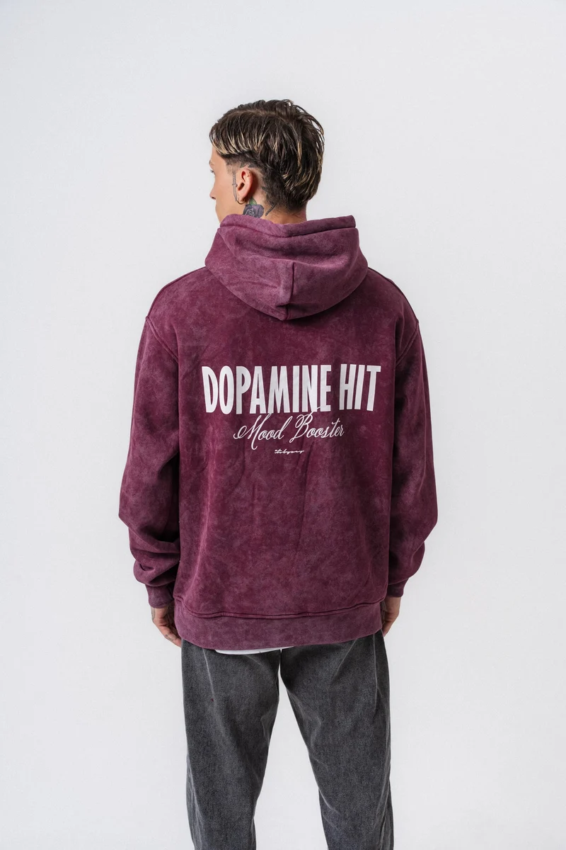 Dopamine Hit Printed Hooded Oversized Hoodie Cherry