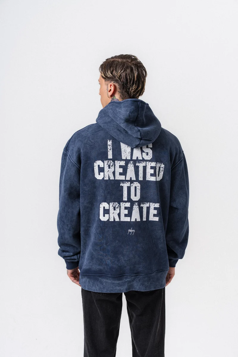 Create Printed Hooded Oversized Hoodie Navy