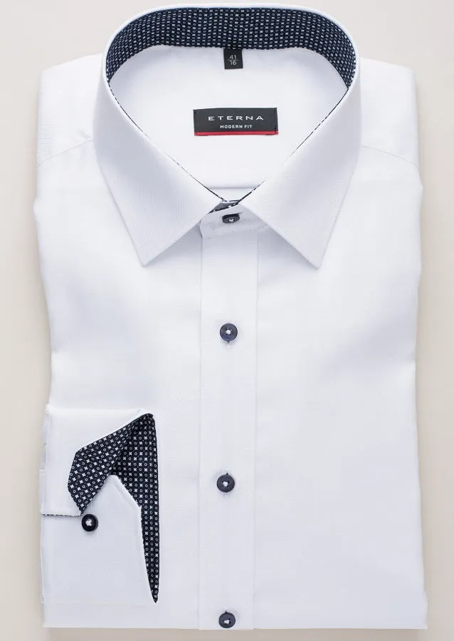 Eterna Skjorte Hvid m/kontrast - Modern fit