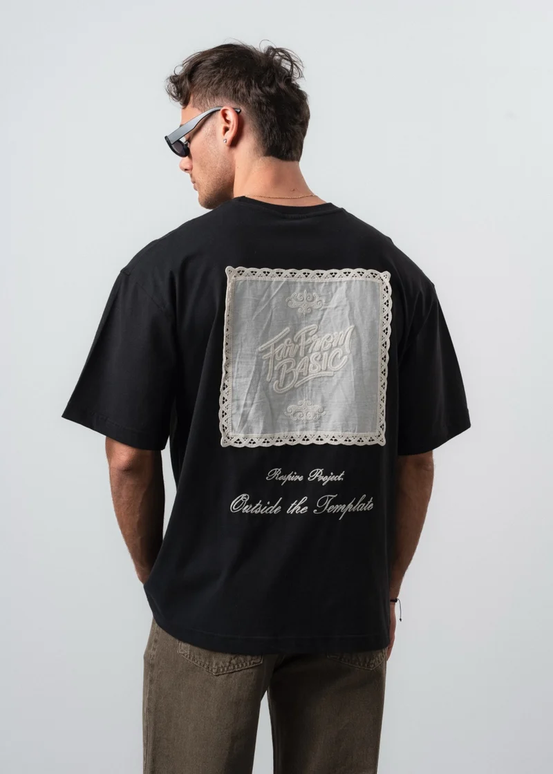 Men's Far From Basic Embroidered Oversize T-Shirt Black