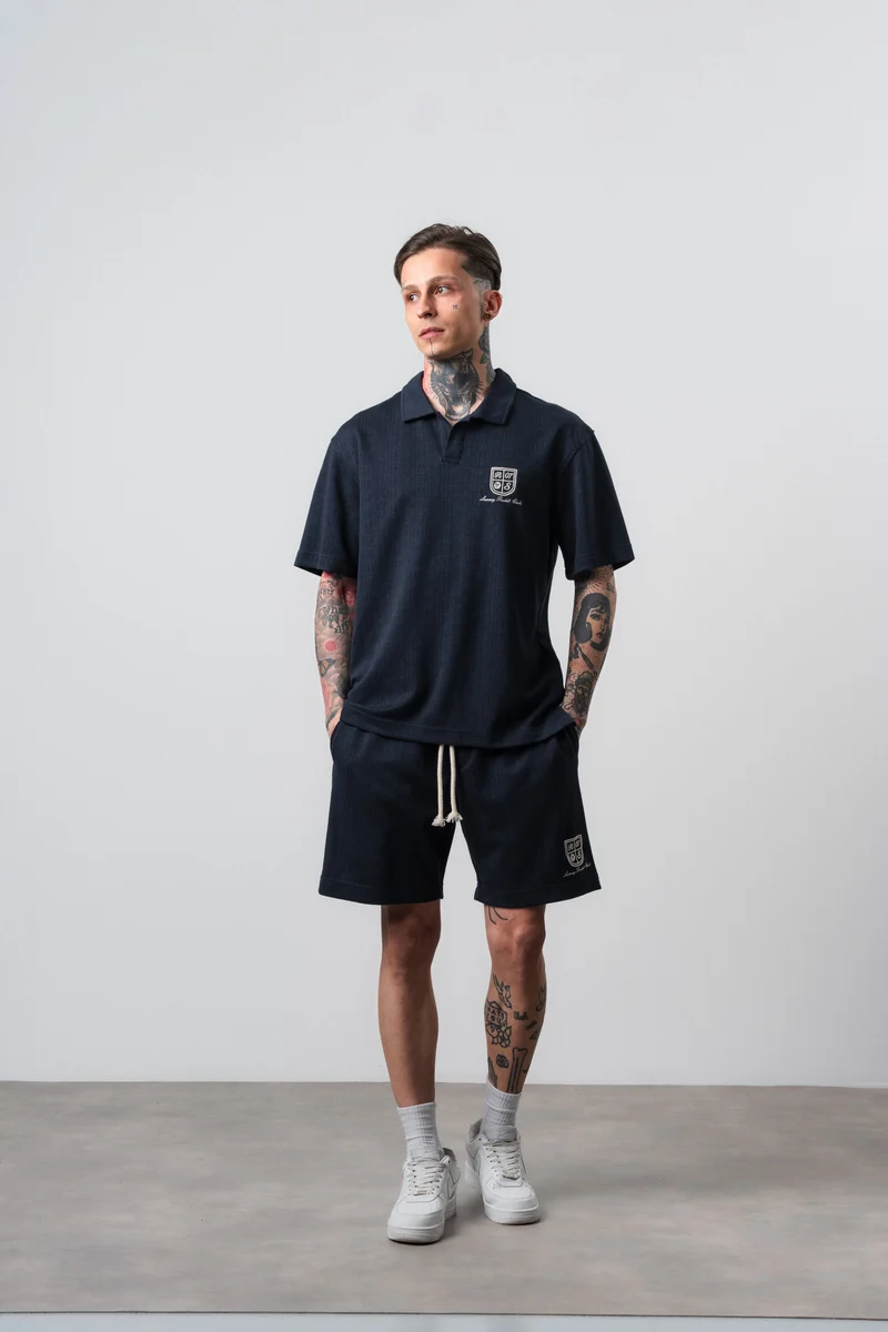 Men's Rocket Club Print Regular Fit T-Shirt and Shorts Set Navy Blue