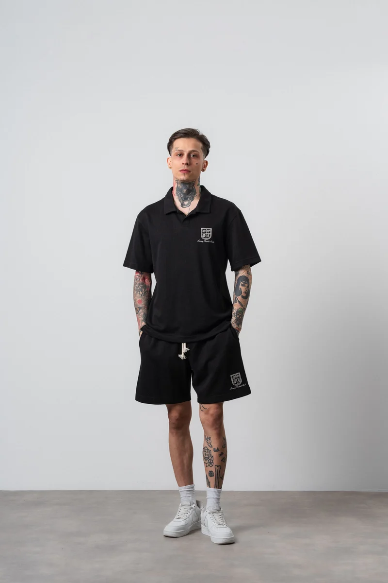 Men's Rocket Club Print Regular Fit T-Shirt and Shorts Set Black