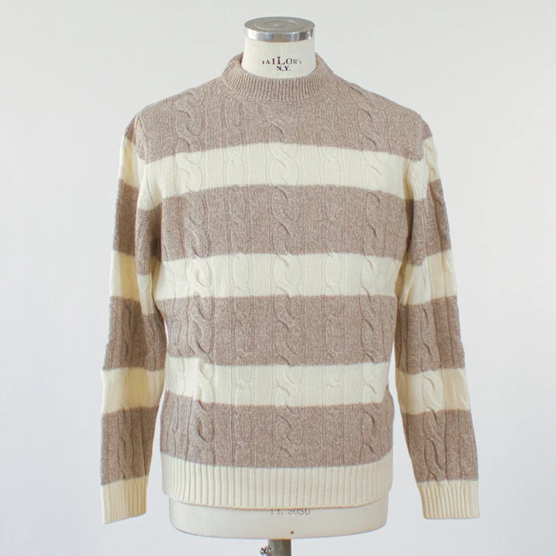 Wool & Co Kabestickad tröja, Beige/Vit