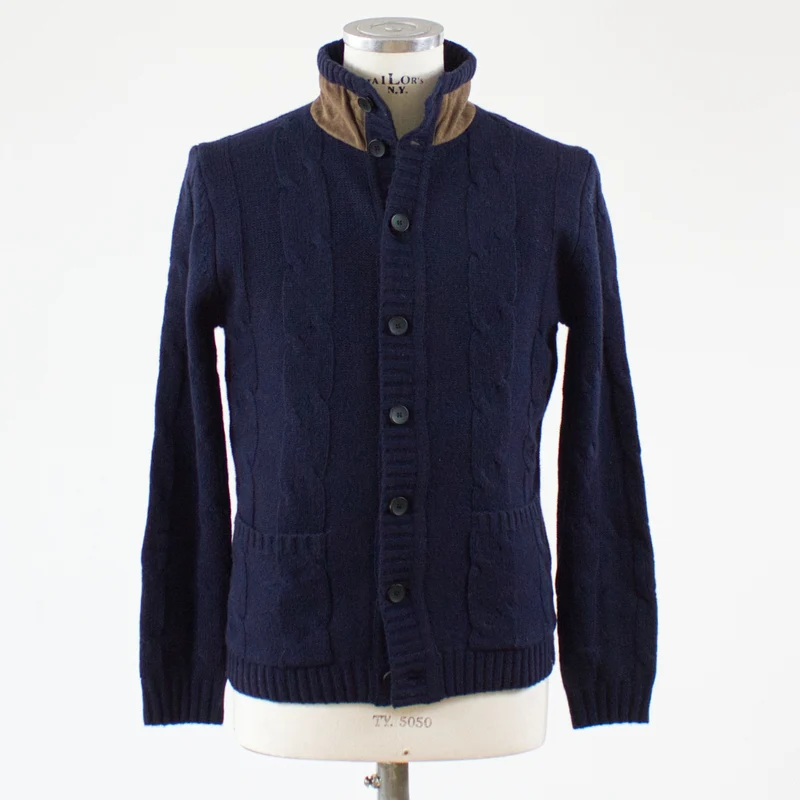 Less Worries Kabelstickad kofta, Navy