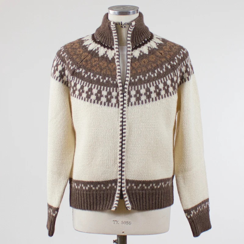 Altea Jaquardstickad Cardigan, Brun