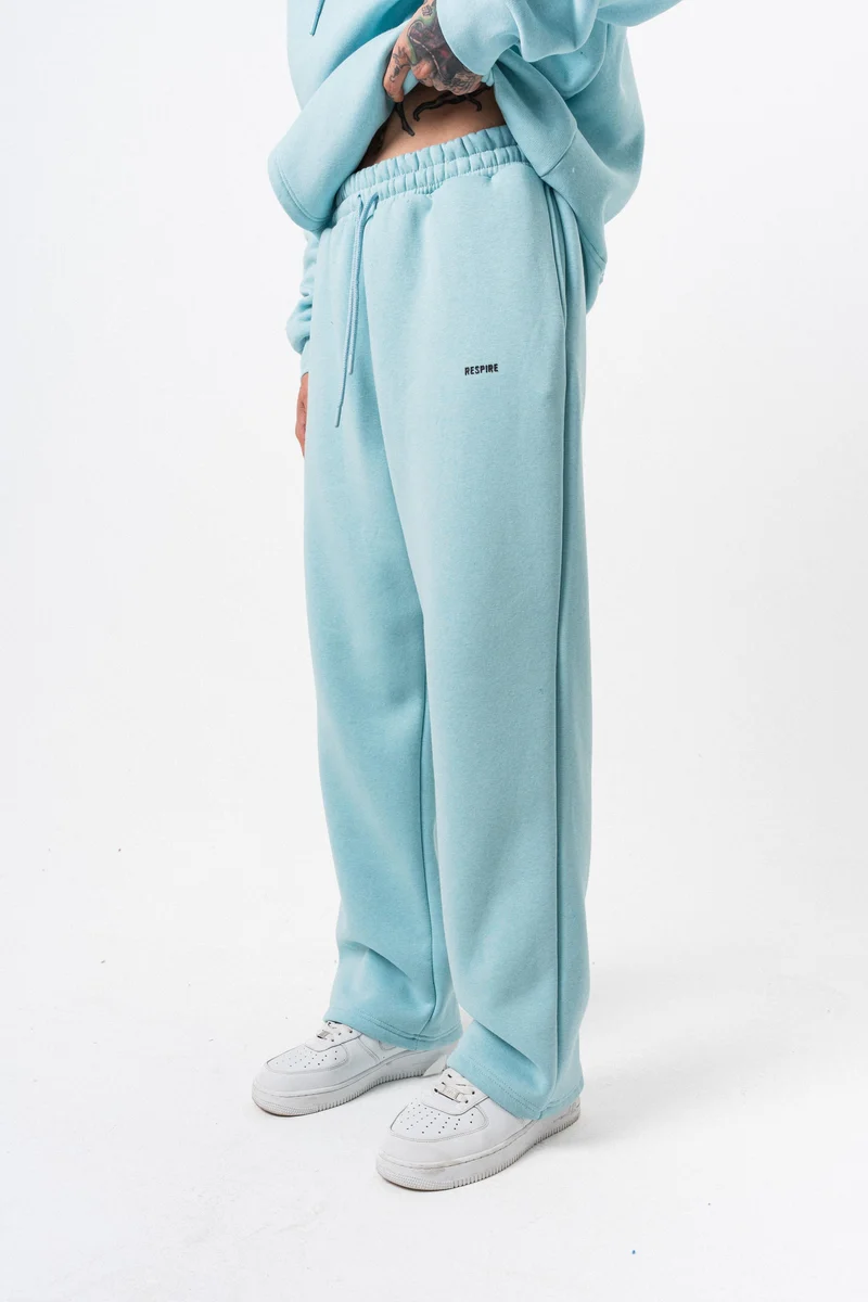 Respire Text Detail Basic Baggy Sweatpants Baby Blue