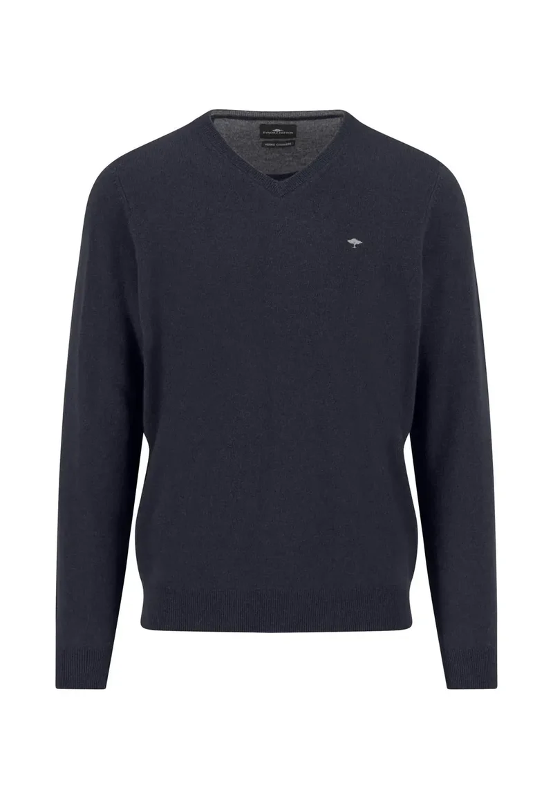 Fynch Hatton V-ringad tröja Merino Cashmere navy