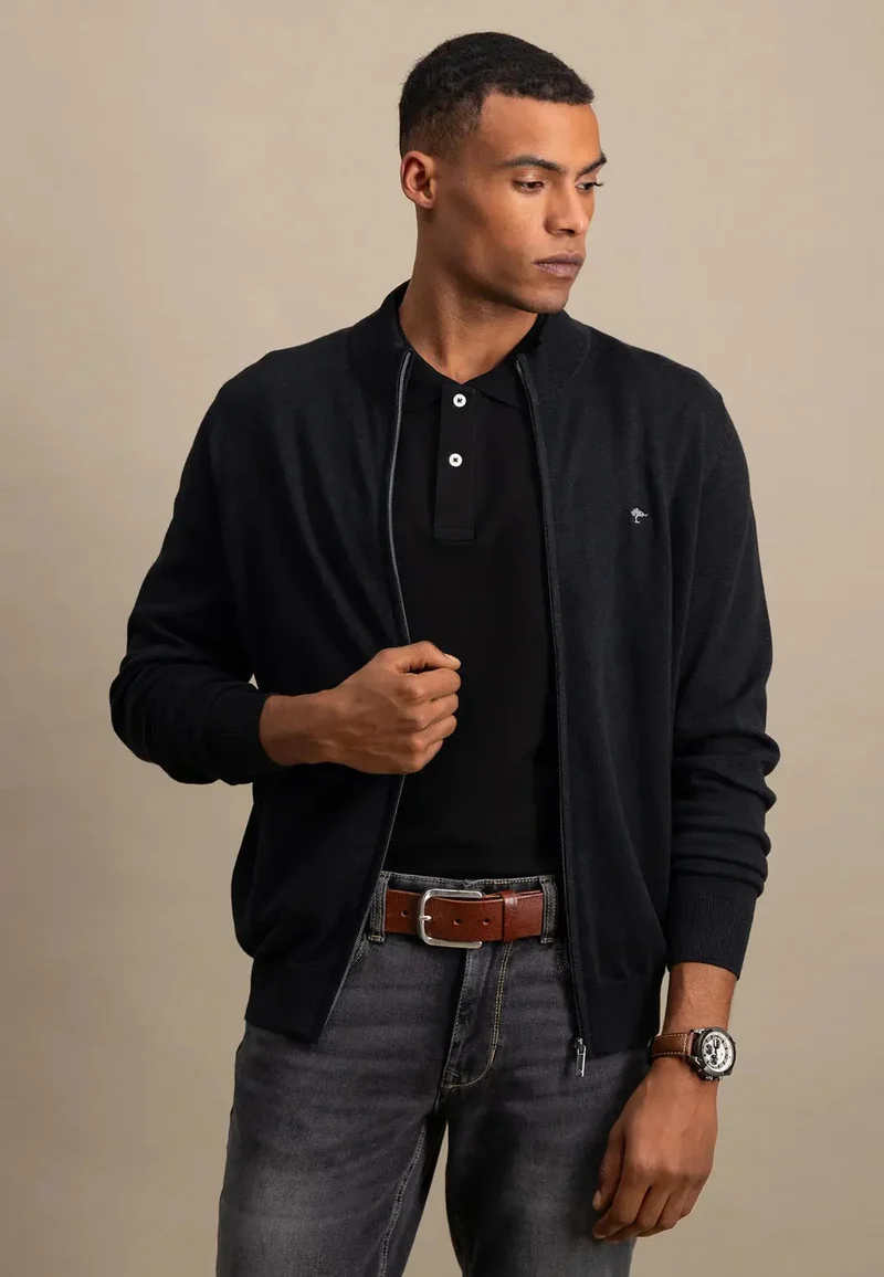 Fynch Hatton Zip Cardigan grå