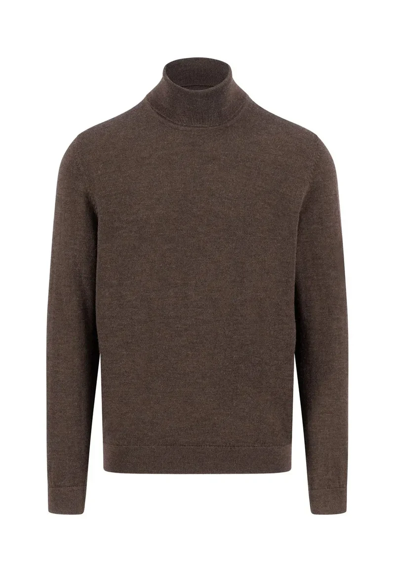 Polo-tröja | Fynch-Hatton | Brun merino ull