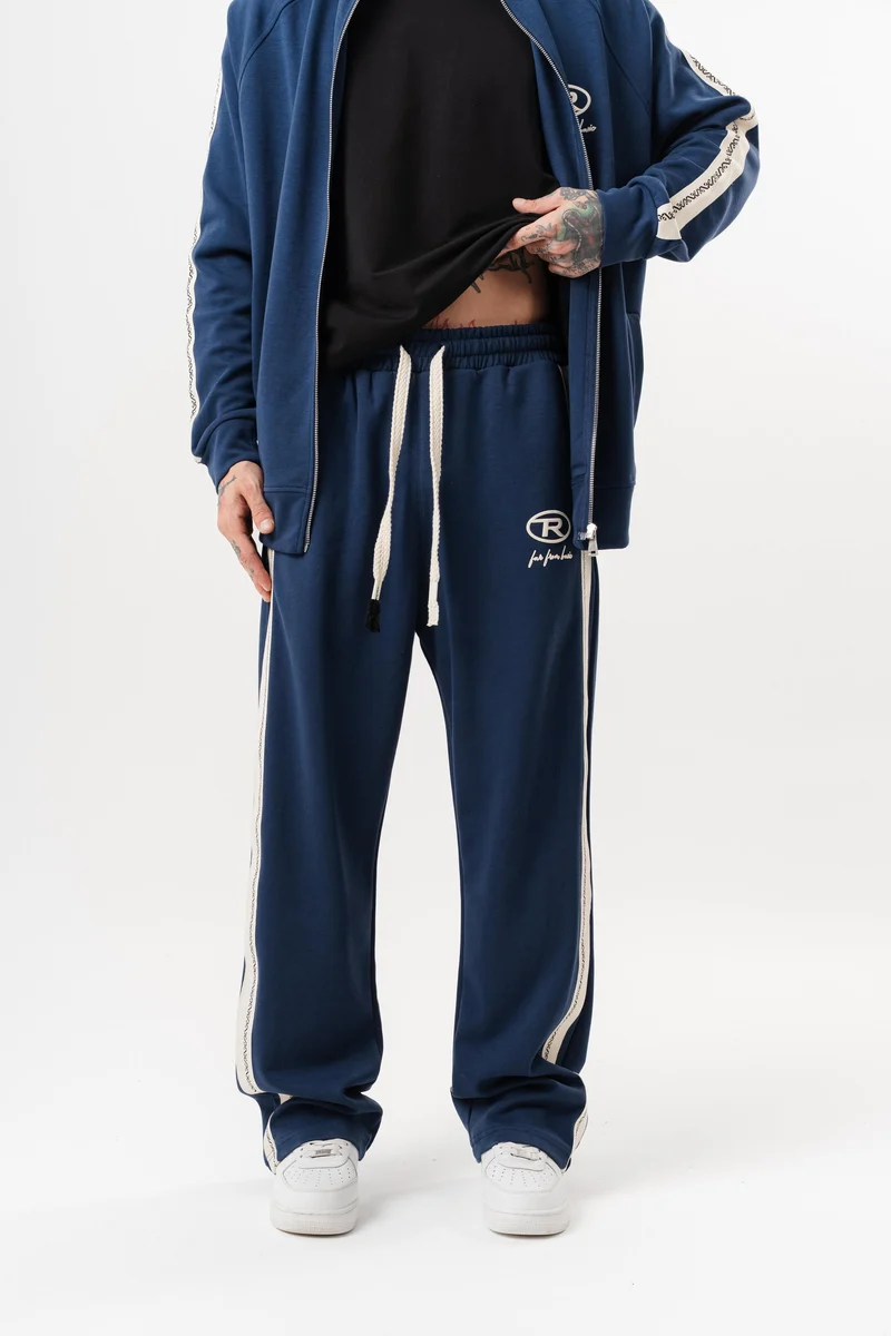 FFB Striped Detail Winter Doubleface Baggy Sweatpants Navy