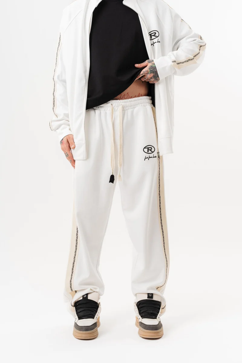 FFB Striped Detail Winter Doubleface Baggy Sweatpants Ecru