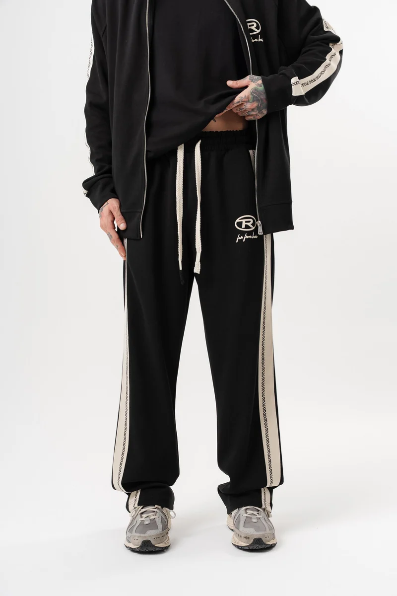 FFB Striped Detail Winter Doubleface Baggy Sweatpants Black