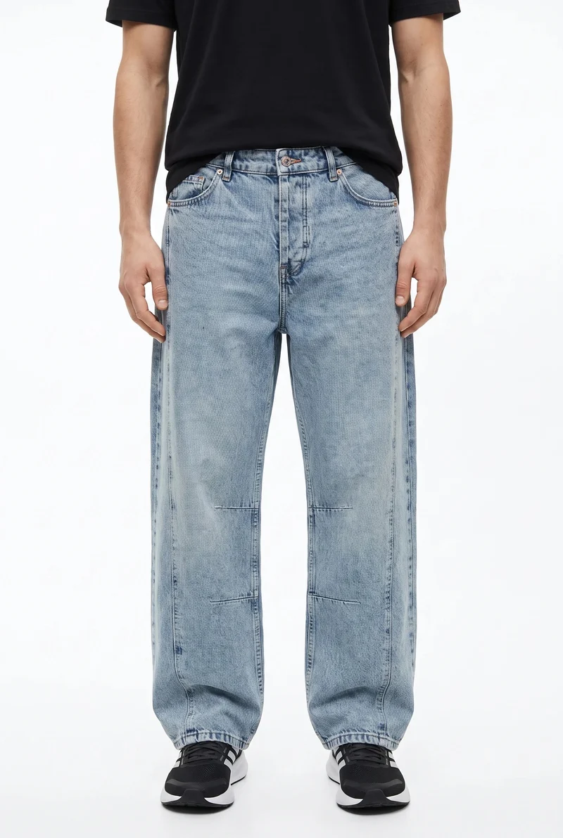 Men's Buggy Jeans with Stitching Detail, Blue