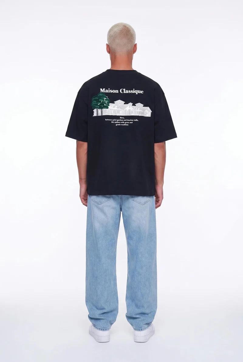 Men's Maison Printed Oversize T-Shirt, Black