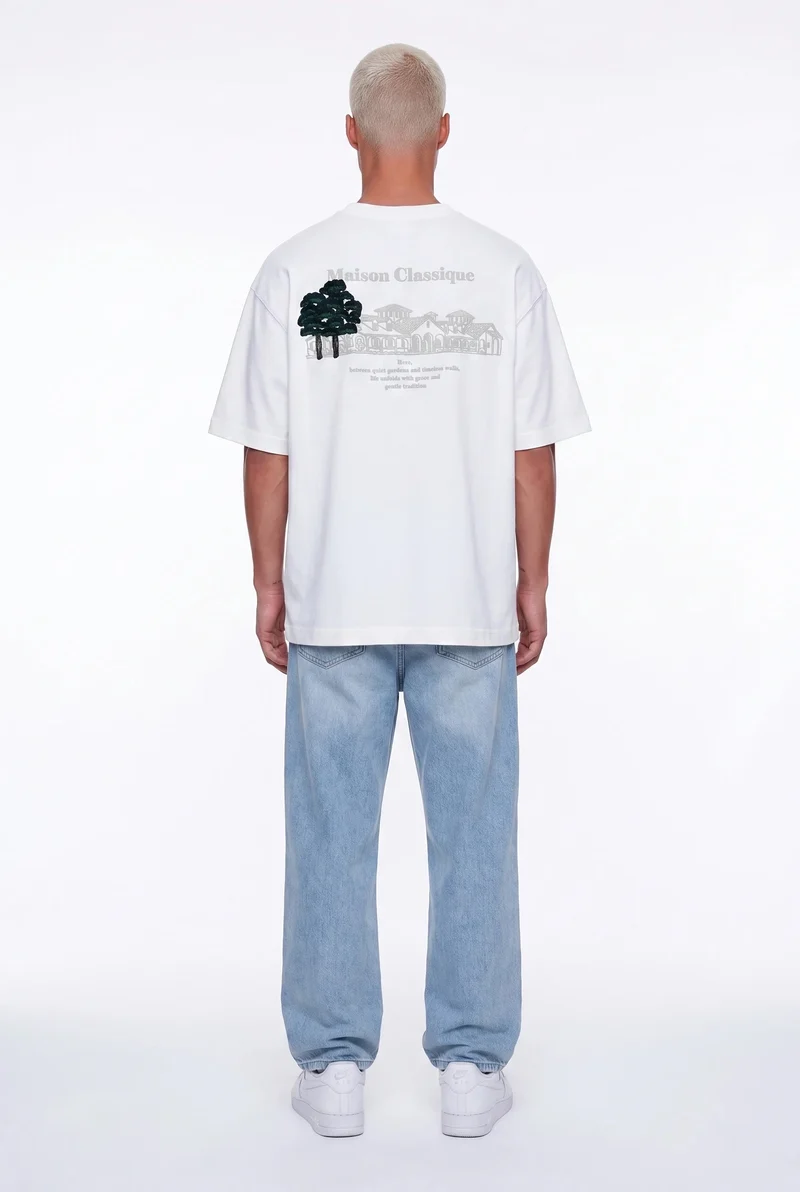 Men's Maison Print Oversize T-Shirt, Ecru