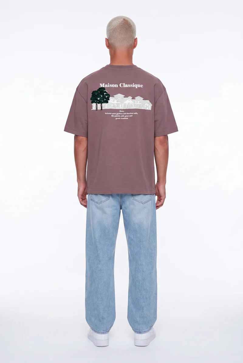 Men's Maison Print Oversize T-Shirt, Brown