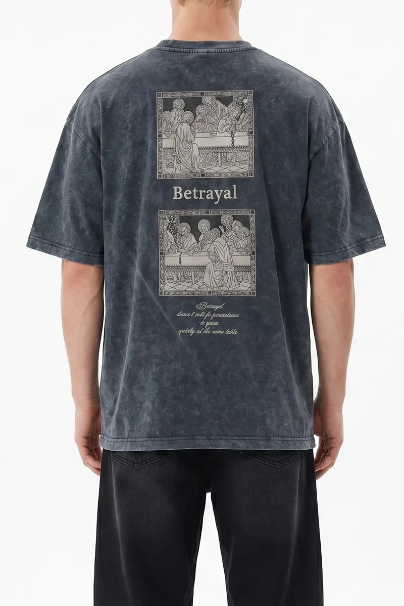 Boys' Betrayal Print Washed Oversize T-Shirt Baby Black