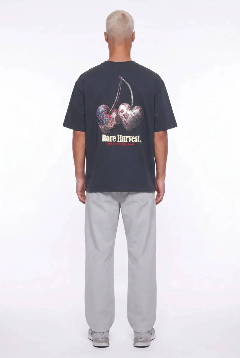 Men's Harvest Print Oversize T-Shirt Black